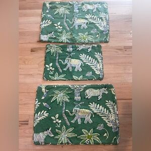 Thibaut “Goa Green” 2 Large Custom Pillow , 16”x 18” and 1 rectangular  20”x13”